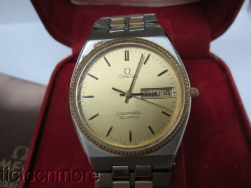 VINTAGE OMEGA SEAMASTER CAL. 1425 QUARTZ DAY DATE WATCH MENS WORKS 33mm BOX WatchCharts Marketplace