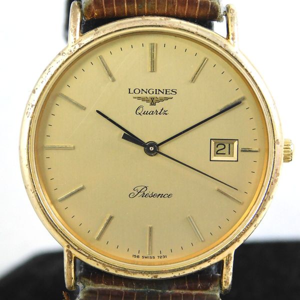 LONGINES PRESENCE L156.4 MEN'S DATE GOLD PLATED VINTAGE WATCH