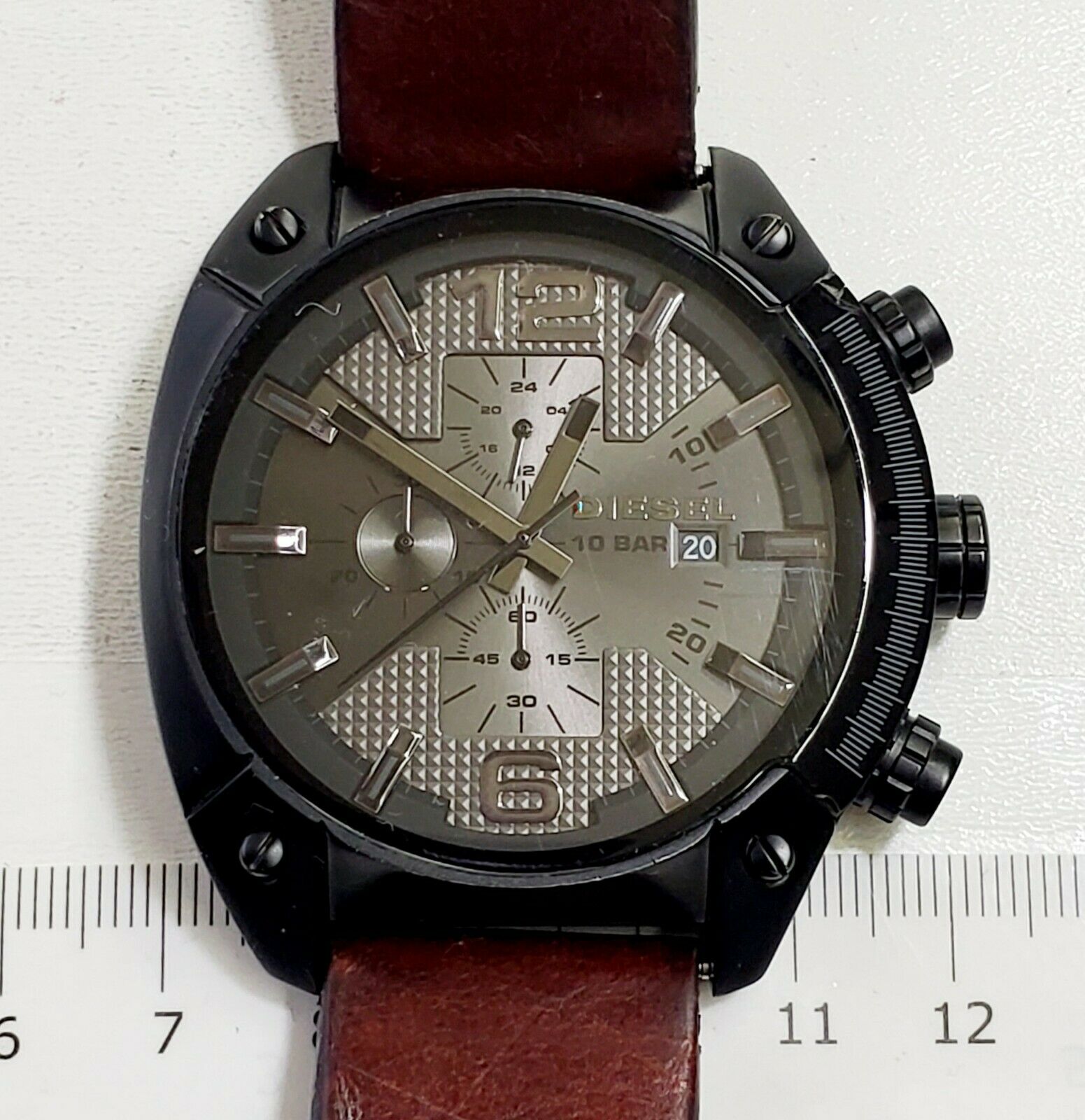 UNIQUE Men s CHRONOGRAPH Watch DIESEL DZ 4317. Worn Leather Band WatchCharts