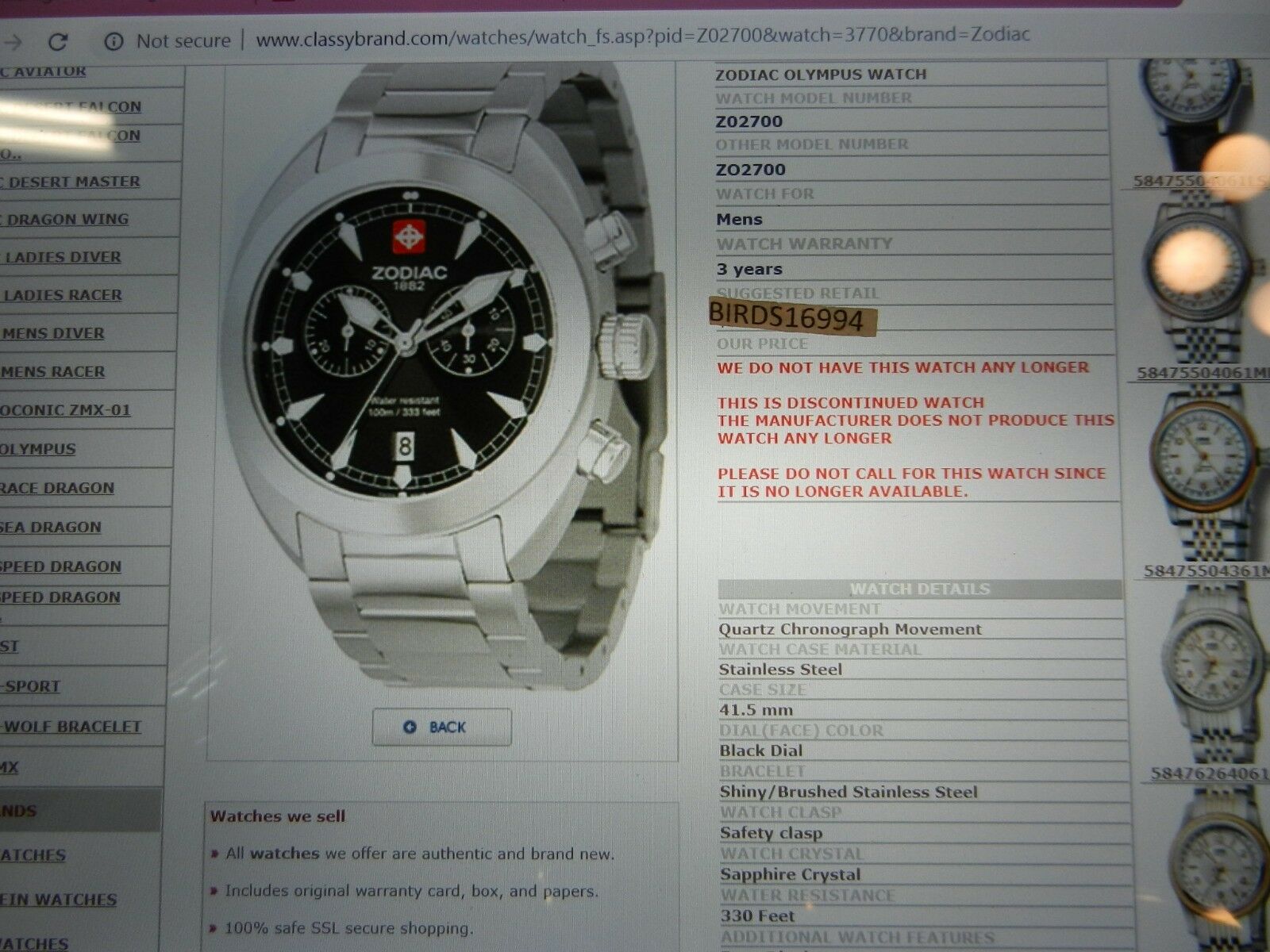 RARE DIVERS ZODIAC OLYMPUS WATCH ZO2700 CHRONOGRAPH SWISS MADE