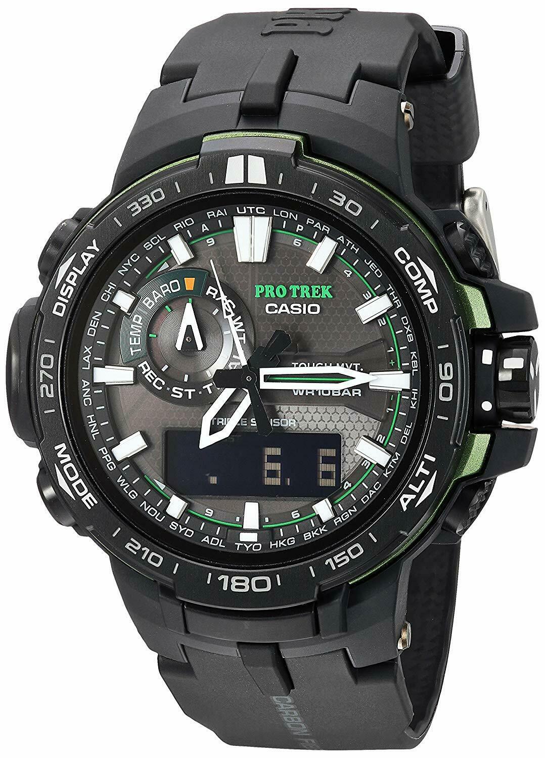 Casio Pro Trek Prw 6000y 1acr Tough Solar Triple Sensor Radio Control Watch New Watchcharts