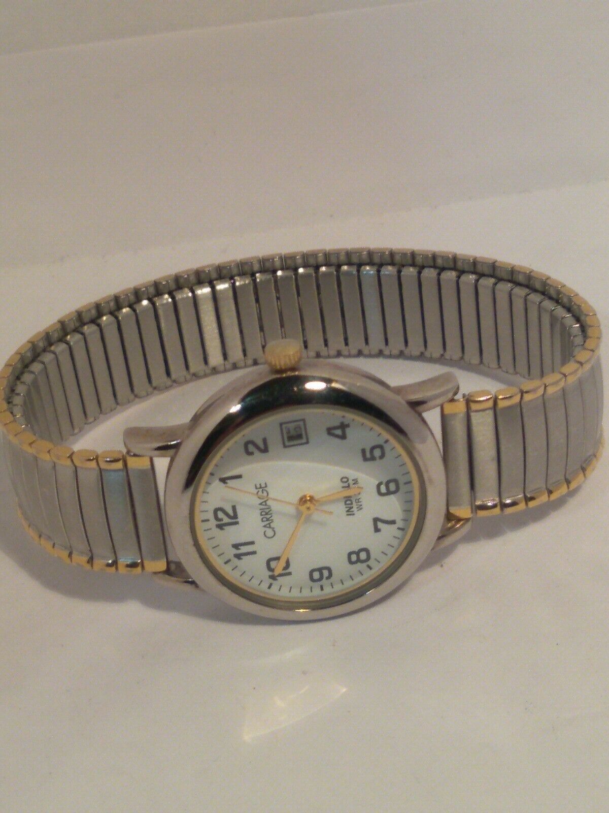 Timex Carriage Indiglo WR 30M Wrist Watch Gold Tone Flex 