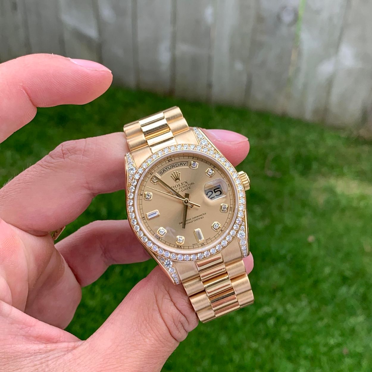 FS RARE 118388 Rolex DayDate 36mm Factory Diamonds Complete