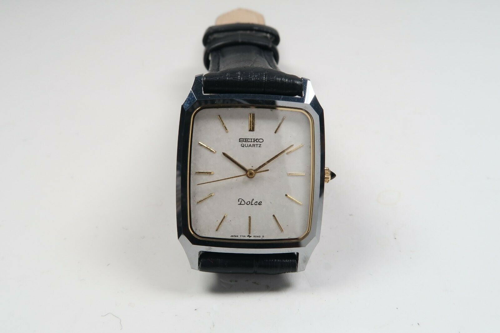Vintage SEIKO QUARTZ DOLCE 7731-5040 STAINLESS Mens Watch JAPAN