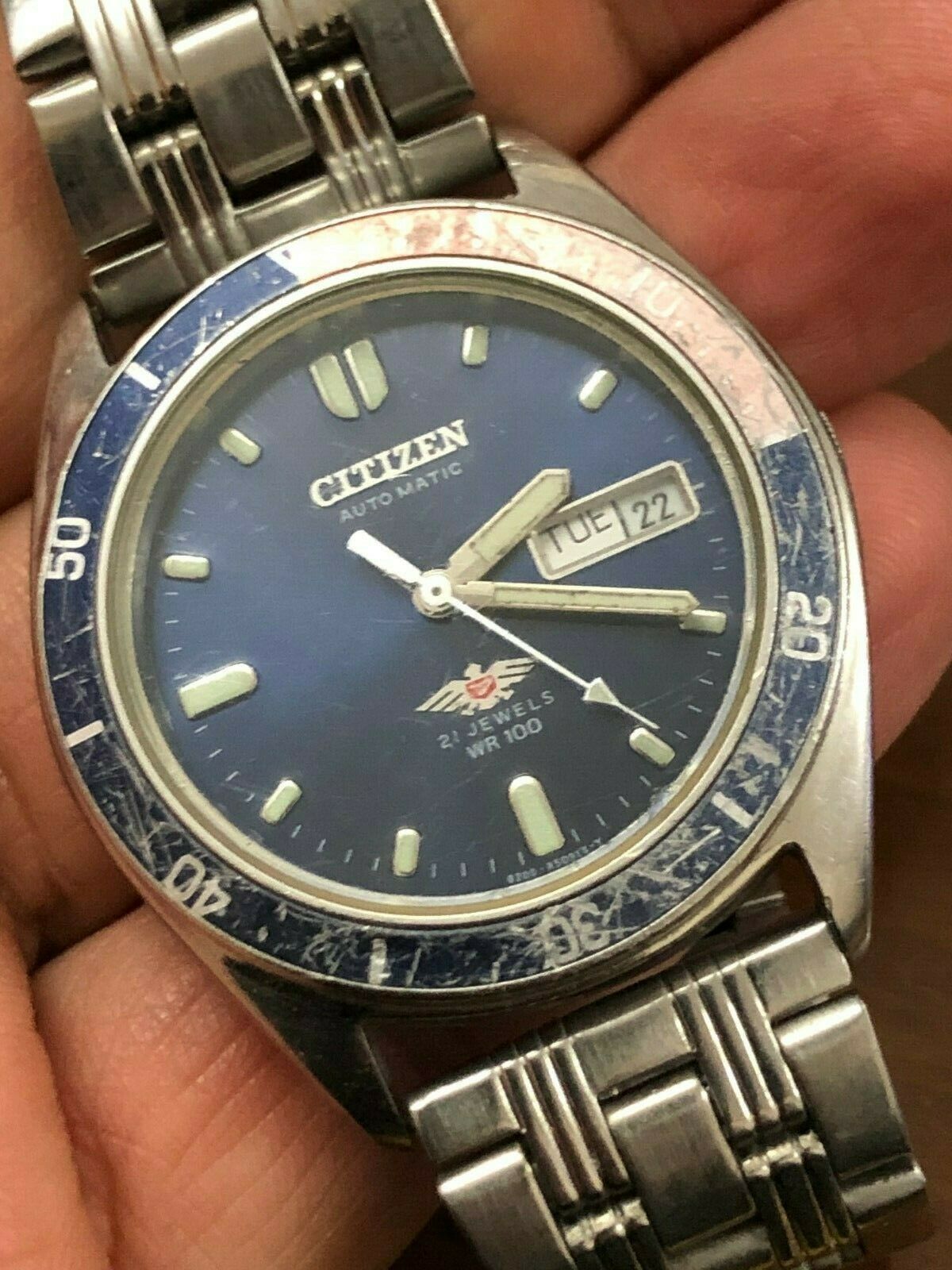 Vintage Citizen Eagle 7 Diver Automatic Pepsi Bezel 4-R12021 RW