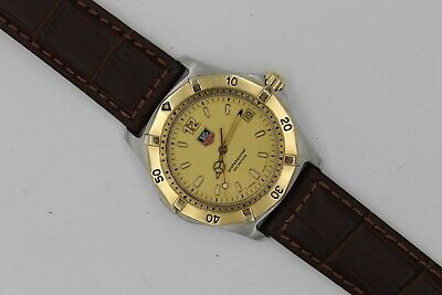 Tag Heuer 2000 Professional WK1121 Gold SS Watch Mens 2 Tone Brown