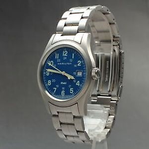 MINT] Hamilton Khaki Field 6361 Blue Dial QZ S.S Band Men's Watch