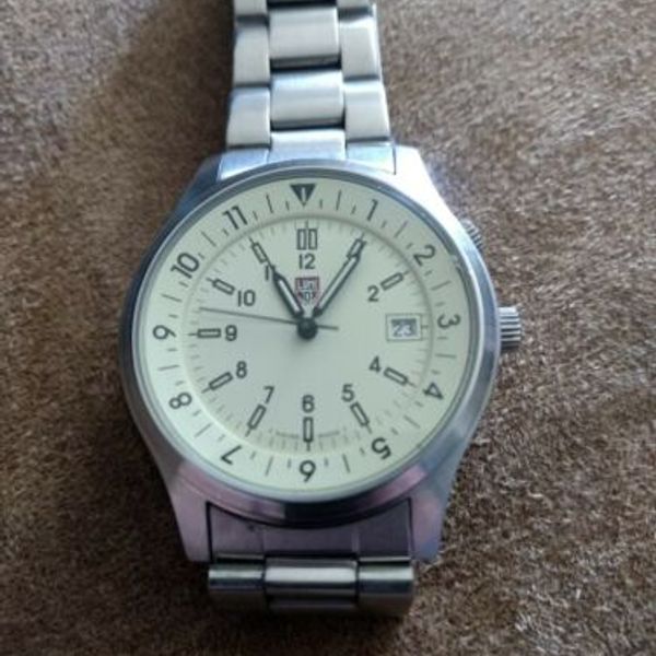 VINTAGE MENS LUMINOX WATCH 3H MBM 249.09 STAINLESS STEEL IT WORKS