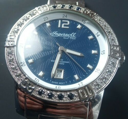 Ingersoll Gems pilot watch 8 blue sapphires around bezel Swiss movement mint WatchCharts Marketplace