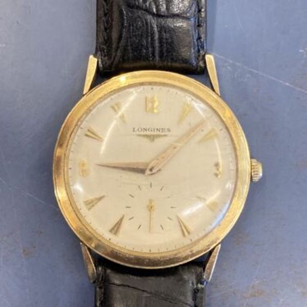 Vintage Antique Longines Solid 14k Gold Wrist Watch With Second Hand