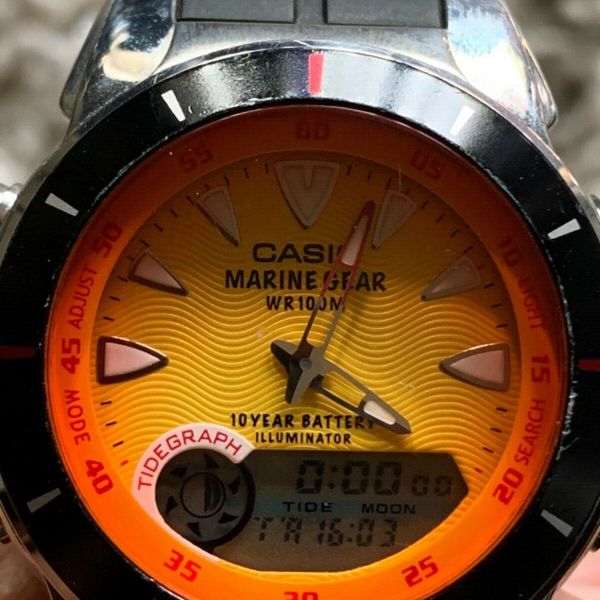 CASIO Marine Gear WR 100M Illuminator Watch Men Tide Graph Moon Phase ...