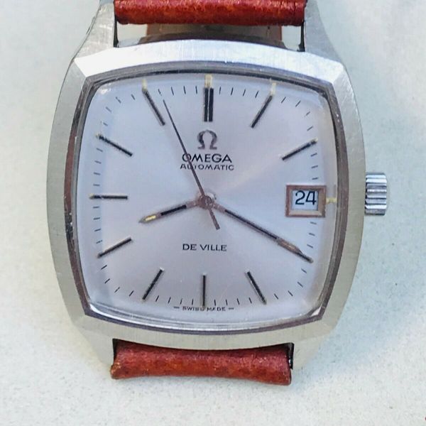 Vintage Omega Deville 1002 Date 2PC Square SS Men's Auto