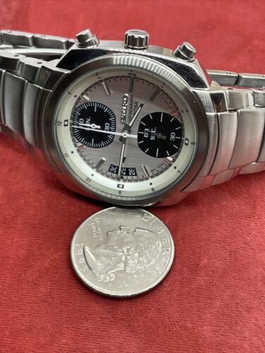 Seiko 7T94-0AF0 Quartz Chronograph JDM Panda Vtg Watch Japan