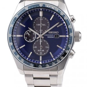Seiko Solar Chronograph Blue Dial Stainless Steel  Men's Watch SSC719  | WatchCharts