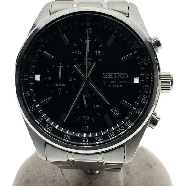 [Used] Seiko chronograph/quartz watch/analog/stainless steel/BLK/SLV