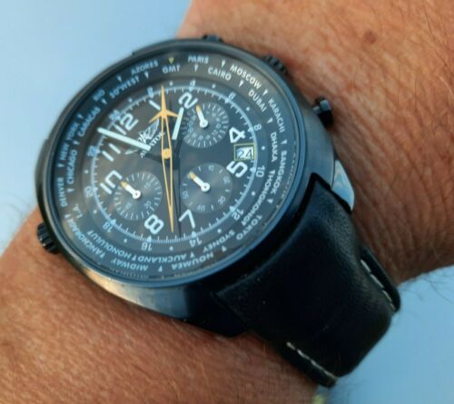 MENS AVIATOR AVW5839G45 WORLD CITIES CHRONOGRAPH 100M BLACK WRISTWATCH WatchCharts Marketplace