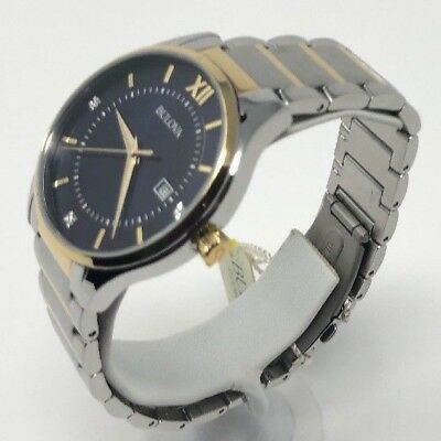 Bulova 98D143 Men s 40mm Two Tone Stainless Steel Diamond Accent