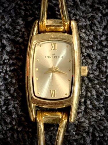 Anne Klein 10/6228-753H Gold Tone Rectangle Roman Numeral Watch New Battery  | Watchcharts