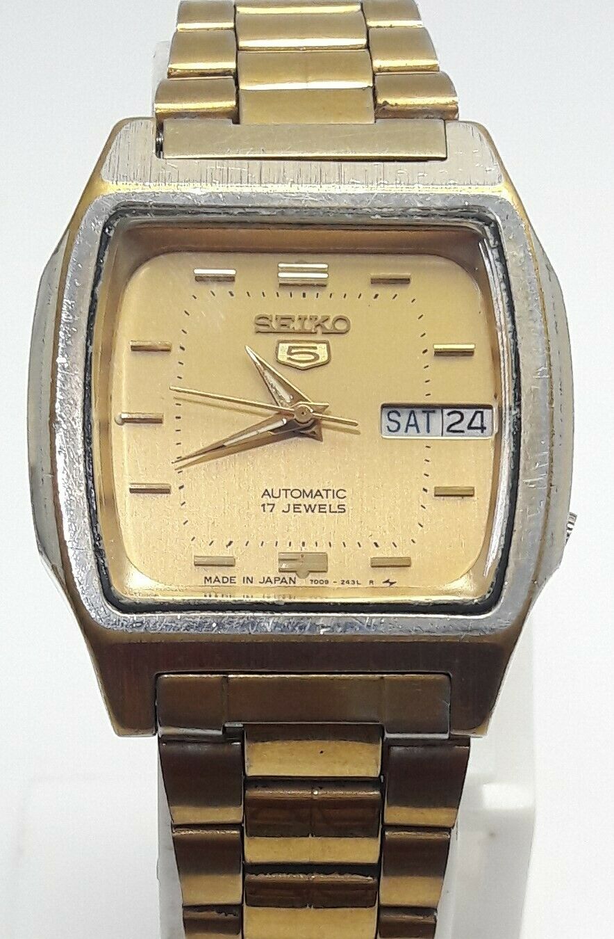 VINTAGE SEIKO 5 TV 7009-5862 A1 AUTOMATIC 17J JAPAN MEN'S WATCH