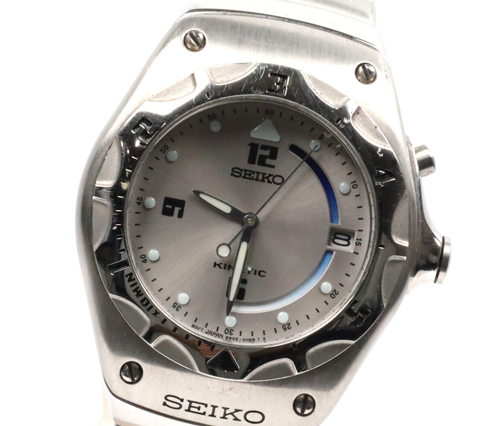 EXC+5* Seiko Kinetic Arctura 5M42-0E69 Silver Dial Men's