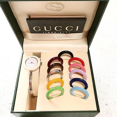 Gucci Box Change Bezel 11 12 Quartz Bangle Watch White Dial s-l400.jpg main image 2