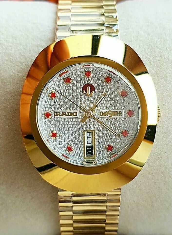 Vintage Rado Diastar Automatic 36 MM Gold Plated Red Diamond