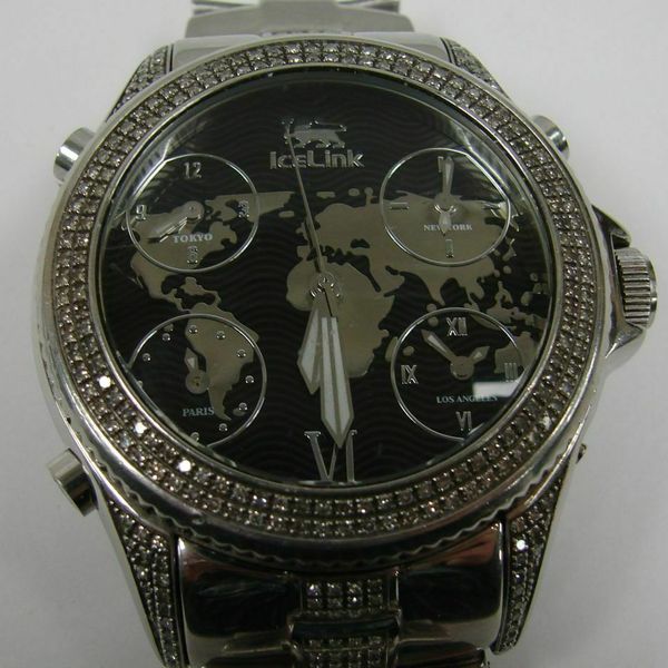 Mens Icelink Ice Link Diamond Marco Polo Stainless Quartz Watch Swiss ...
