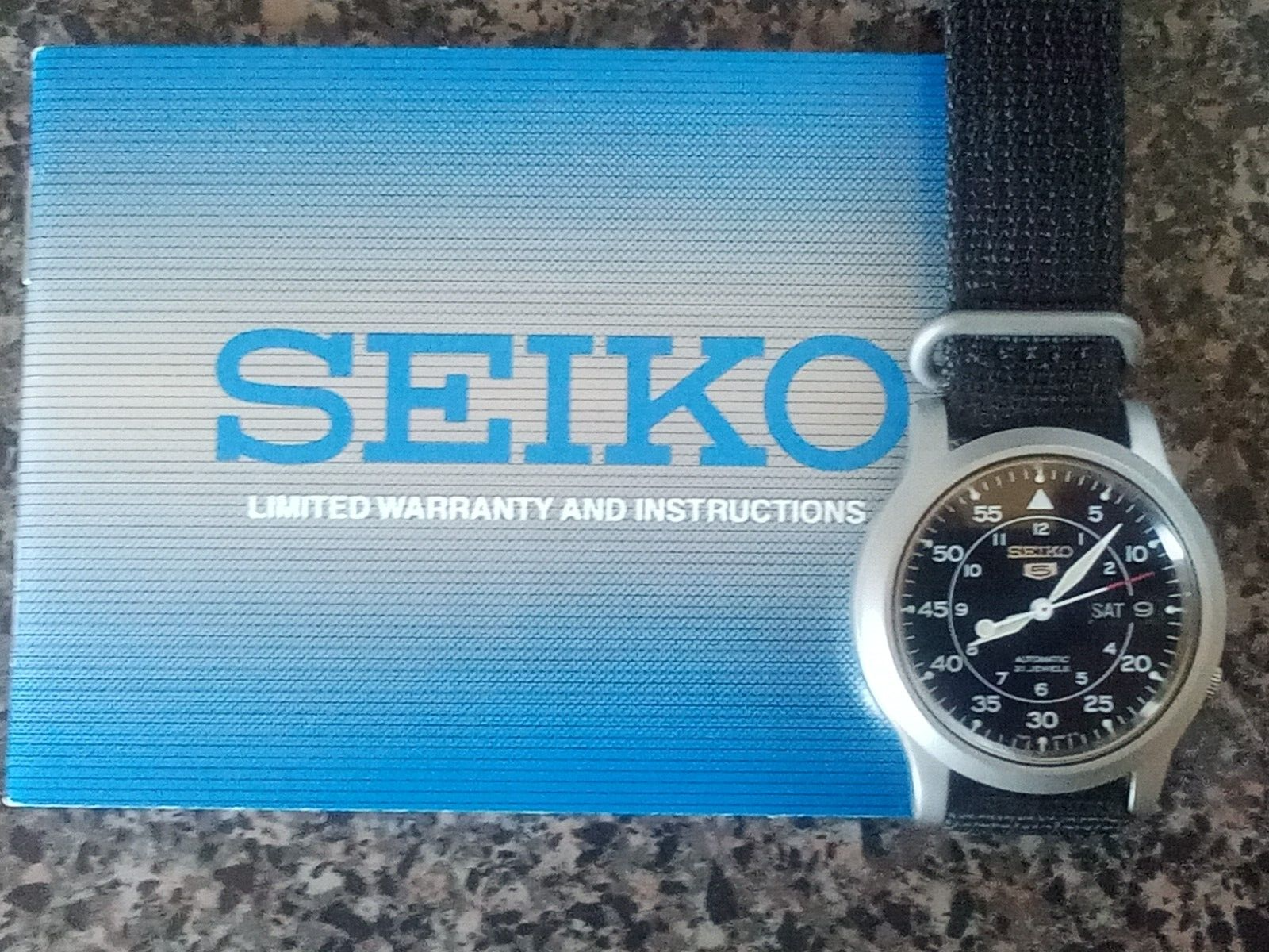 Seiko 5 Automatic Mens Watch 37mm Black Dial Nylon Strap Day Date 7S26-02J0 Seiko 5 “Flieger” Black and Blue Ref. [7s26-02J0] Movement  main image 3