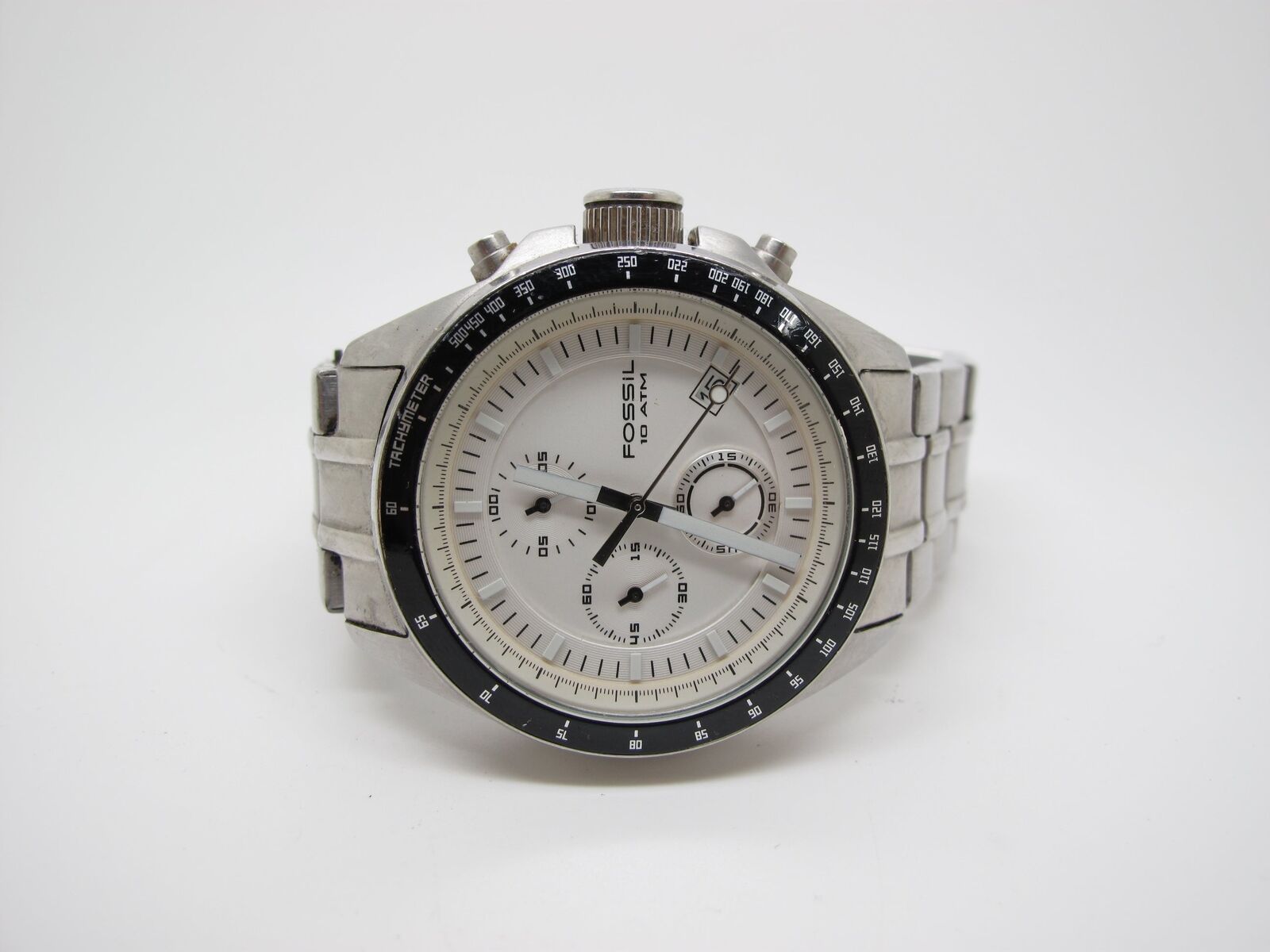 Fossil Chronograph Mens Watch with White Dial CH-2574 Stainless