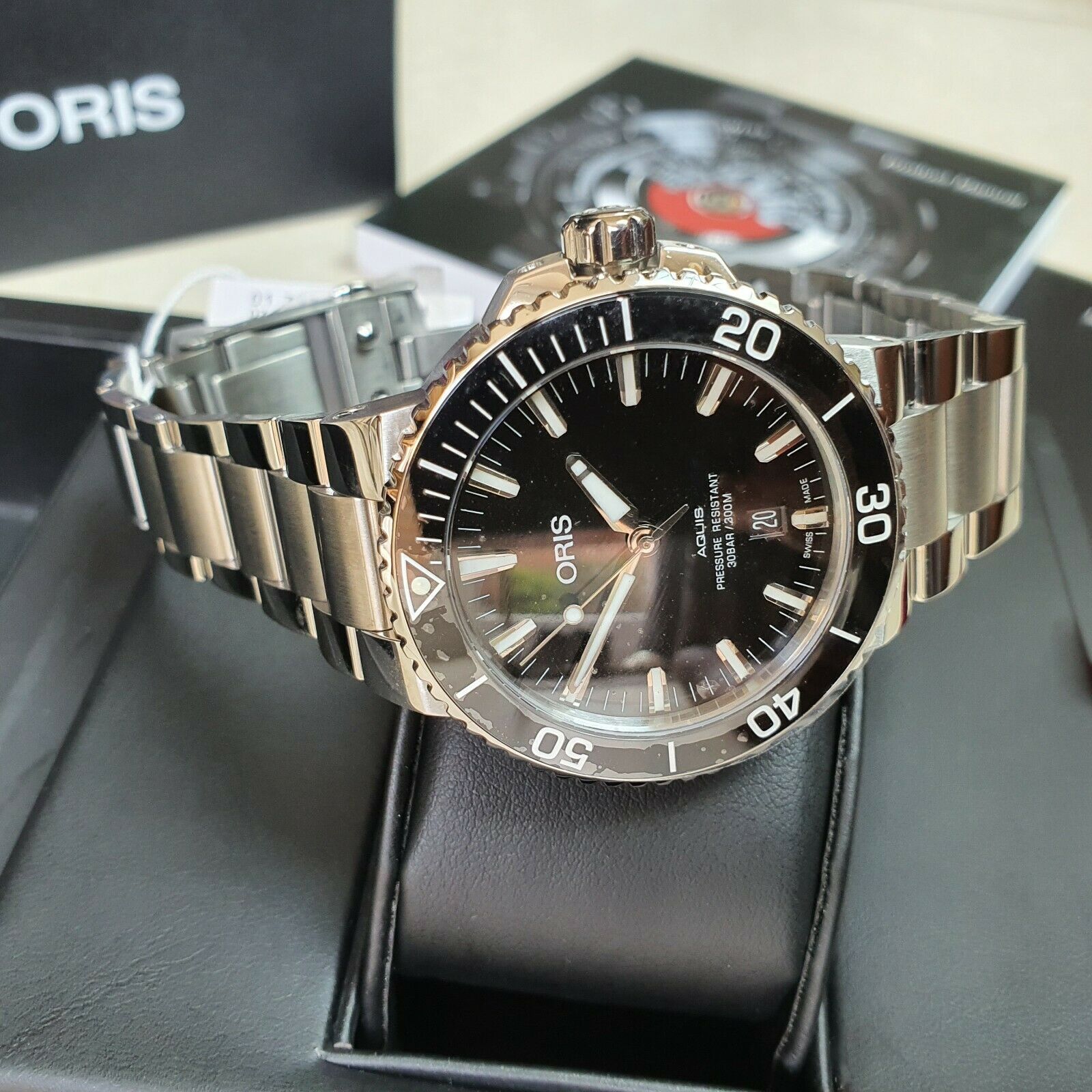 New Oris Aquis Date 01 733 7730 4134-07 8 24 05PEB Black Dial 