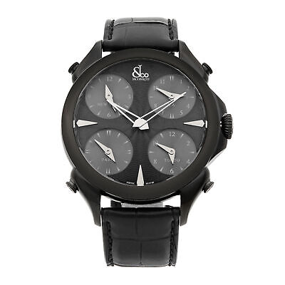 Jacob Co. Palatial 5 Time Zone Steel Black Dial Mens Watch PZ500