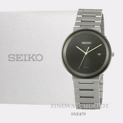 Authentic Seiko Men's Solar Stainless Steel 40mm Dress Watch SNE479 |  WatchCharts