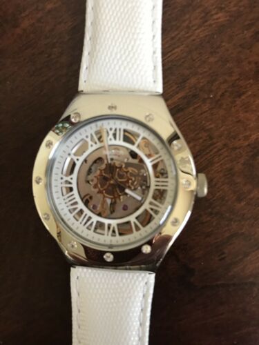 New Swatch Irony Medium ROSETTA BIANCA Leather Automatic Watch 38mm YAS109  $175 | WatchCharts Marketplace