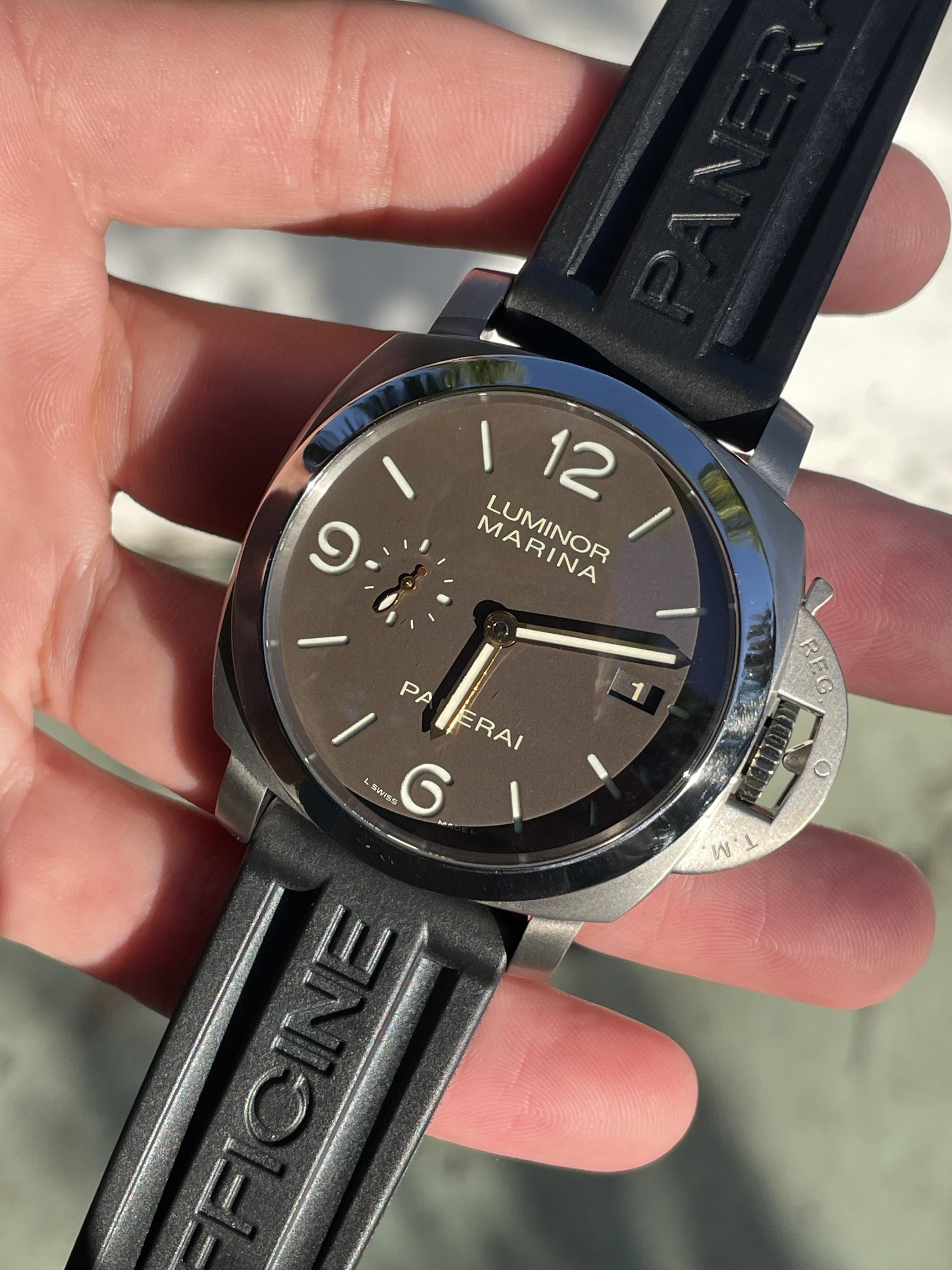 WTS 2015 Panerai Luminor Marina 1950 3 Day Titanium Tobacco Dial