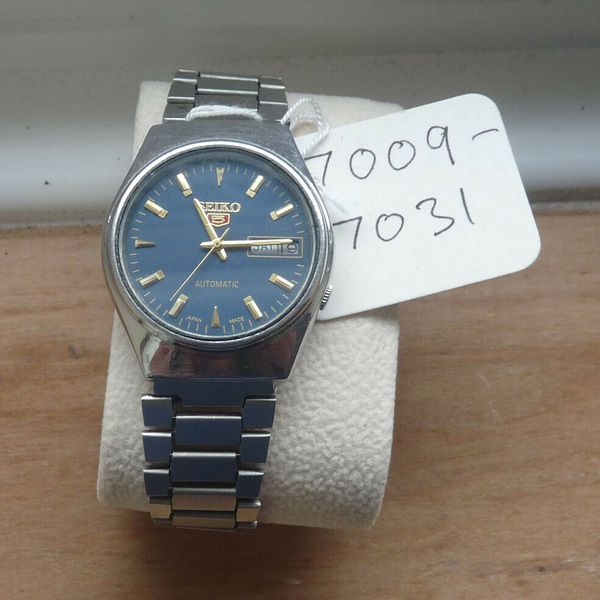 SEIKO 5 Japan 7009-7031 rare Gents Vintage Automatic watch Blue dial ...