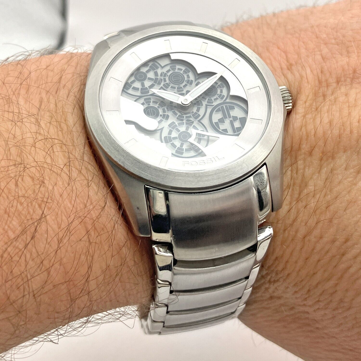 Fossil Big Tic Animated Watch BG-2063 Gears All Stainless Steel WR