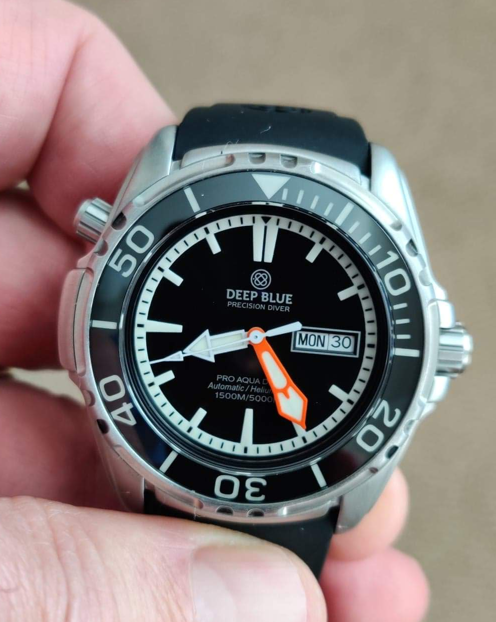 Deep Blue Pro Aqua 1500M Black Dial Automatic Diver With OEM Black Band Mint WatchCharts Marketplace