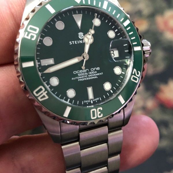 Steinhart Ocean One 39mm Double Green Ceramic Premium Mens Swiss Watch