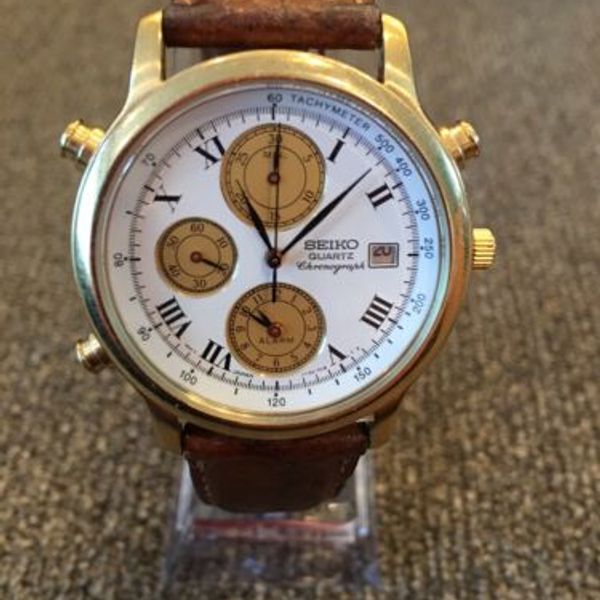 セイコーアラームクロノ　7T32-7B80　クオーツ稼働品 Men's Seiko Chronograph Alarm 7T32-7B80 A4 Vintage Collection