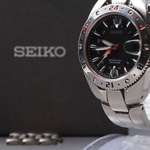 Near MINT][w/BOX] SEIKO 8F56-002A Perpetual Calendar GMT Men's
