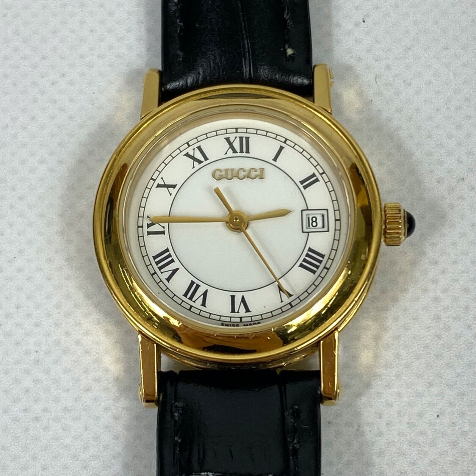 GUCCI 7200L Swiss Made Roman Numerals Date Womens Watch Vintage