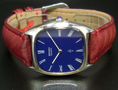Working Seiko 885 Silver Case 1976 Vintage Quartz Mens Blue