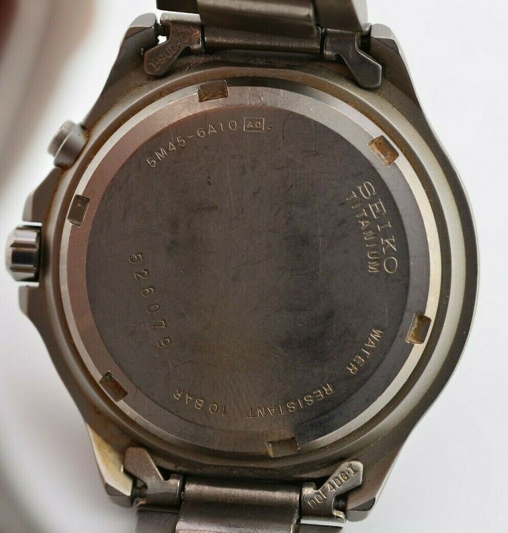 Vintage Seiko AGS Spirit Titanium Kinetic GMT Watch 5M45