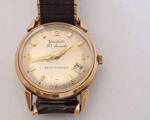 Vintage Mens Watch Bulova 30 Jewels Self Winding 10 K R G P Parts