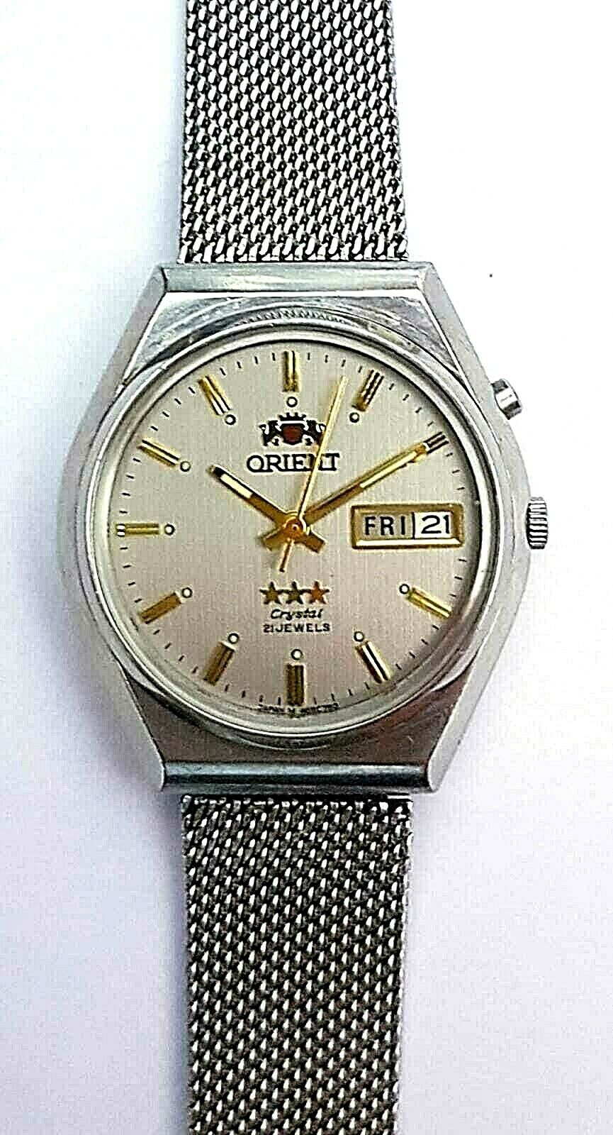 VINTAGE ORIENT 3 Stars Automatic Day Date Men s JAPAN Made Watch