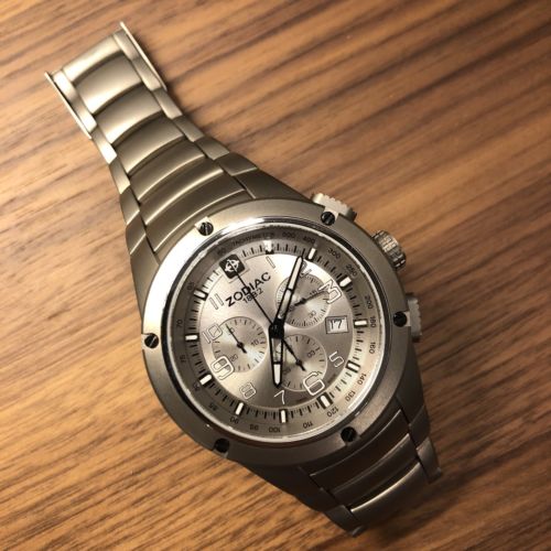 Zodiac Titanium Watch Speed Control Swiss Made Chronograph ZO7702
