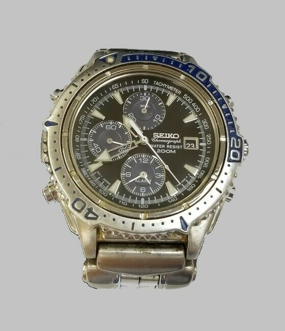 Rare Vintage Men's Seiko 200M Chronograph Watch 7T32-7E49