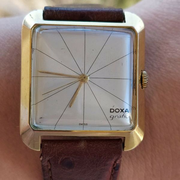 DOXA GRAFIC WATCH 103085 MANUAL GOLD PLATED & S/S MENS SQUARE SWISS