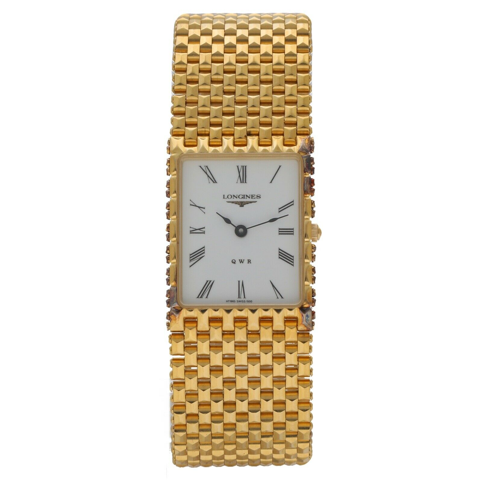 Longines QWR Rectangle White Roman Dial Gold Plated Swiss Quartz Men's Watch WatchCharts