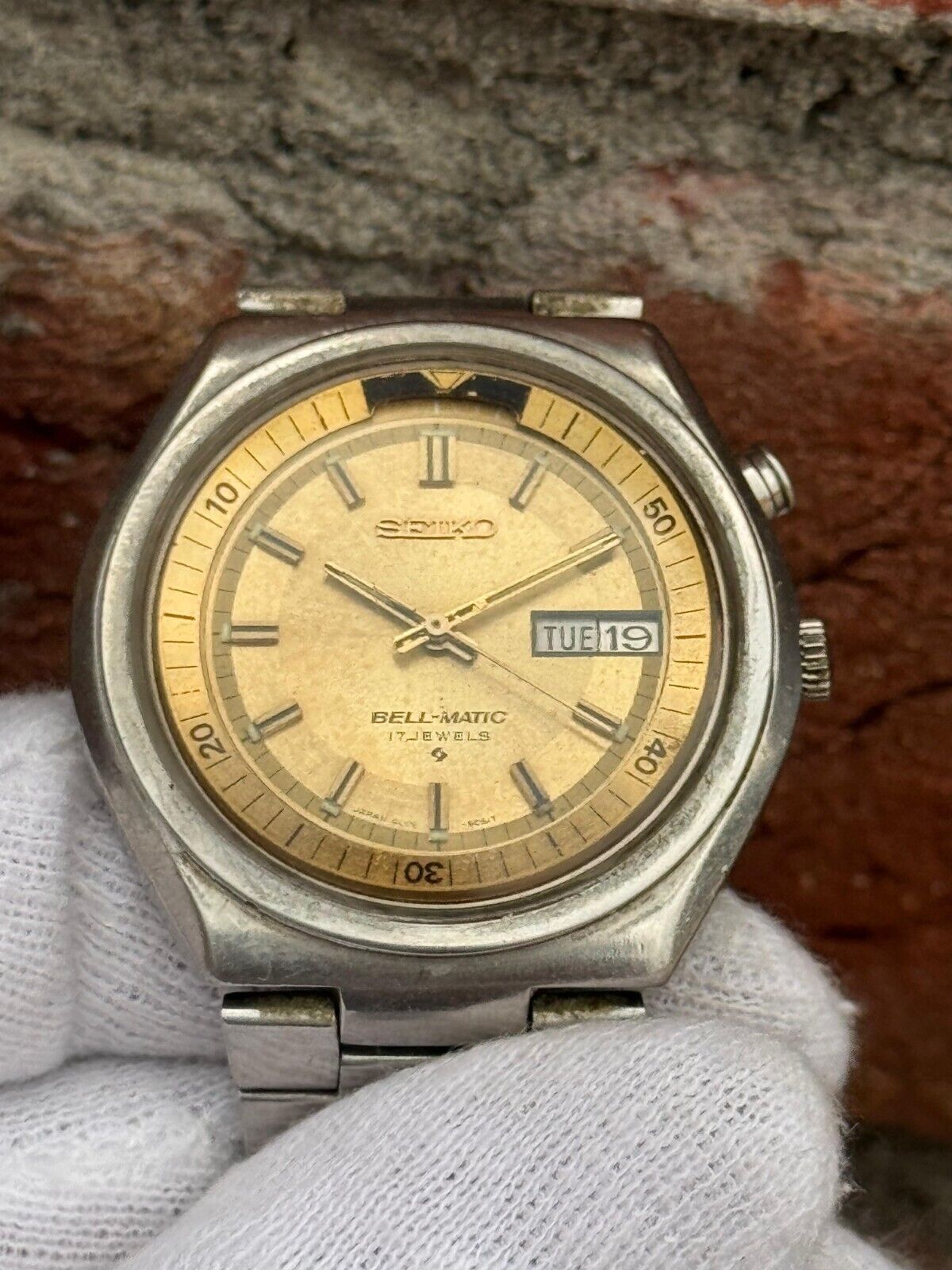 Cadran De Montre Ancien Seiko Bell-Matic 4006 6020T - 17 Rubis, Occasion Avec Usures